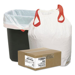 Draw 'n Tie 13 Gallon 0.9 Mil 24.5 in. x 27.38 in. Heavy-Duty Trash Bags - White (200/Box)