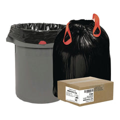 Draw 'n Tie Drawstring 33 Gallon 1.2 mil 33.5 in. x 38 in. Heavy-Duty Trash Bags - Black (150/Box)