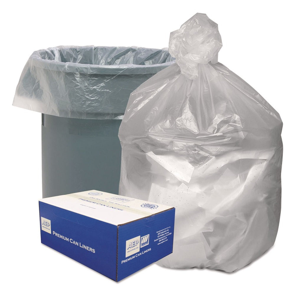 Good 'n Tuff 43 in. x 46 in. 56-Gallon 14 mic. Waste Can Liners - Natural (200/Carton)