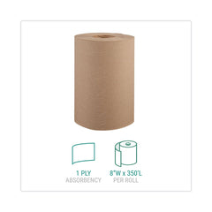 Windsoft WIN108 8 in. x 350 ft. 1-Ply Hardwound Roll Towels - Natural (12 Rolls/Carton)