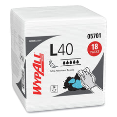 WypAll L40 1/4 Fold 12.5 in. x 12 in. Towels - White (56/Box, 18 Packs/Carton)