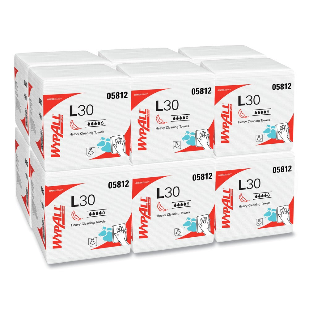 WypAll L30 Quarter Fold 12.5 in. x 12 in. Towels (90/Polypack, 12 Polypacks/Carton)