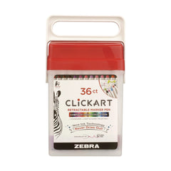 Zebra ClickArt Fine 0.6 millimeter Retractable Porous Point Pen - Assorted Ink/White Barrel (36/Pack)